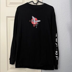 Key Street Black Long Sleeve Shirt with Graphic Design